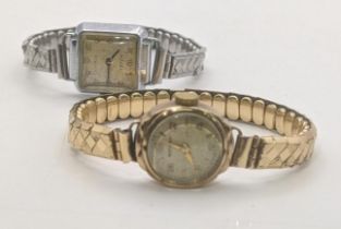 Two ladies wristwatches to include a 9ct gold Rotary watch on later expanding strap and one other
