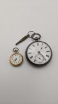Two open faced pocket watches to include a 14ct gold case pocket watch, total weight 13.1g, together