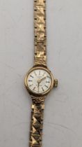 A ladies 9ct gold Rotary manual-wind wristwatch on a 9ct bracelet, total weight 12.4g Location: If
