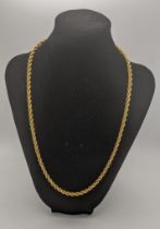 A 9ct gold rope twist style necklace 58cmL 14.8g Location: If there is no condition report shown,