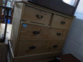 A Victorian pine chest of two short and two graduated long drawers on plinth base 79cm x 88.5cm x