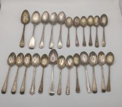 A quantity of various silver teaspoons, total weight 362g Location: If there is no condition