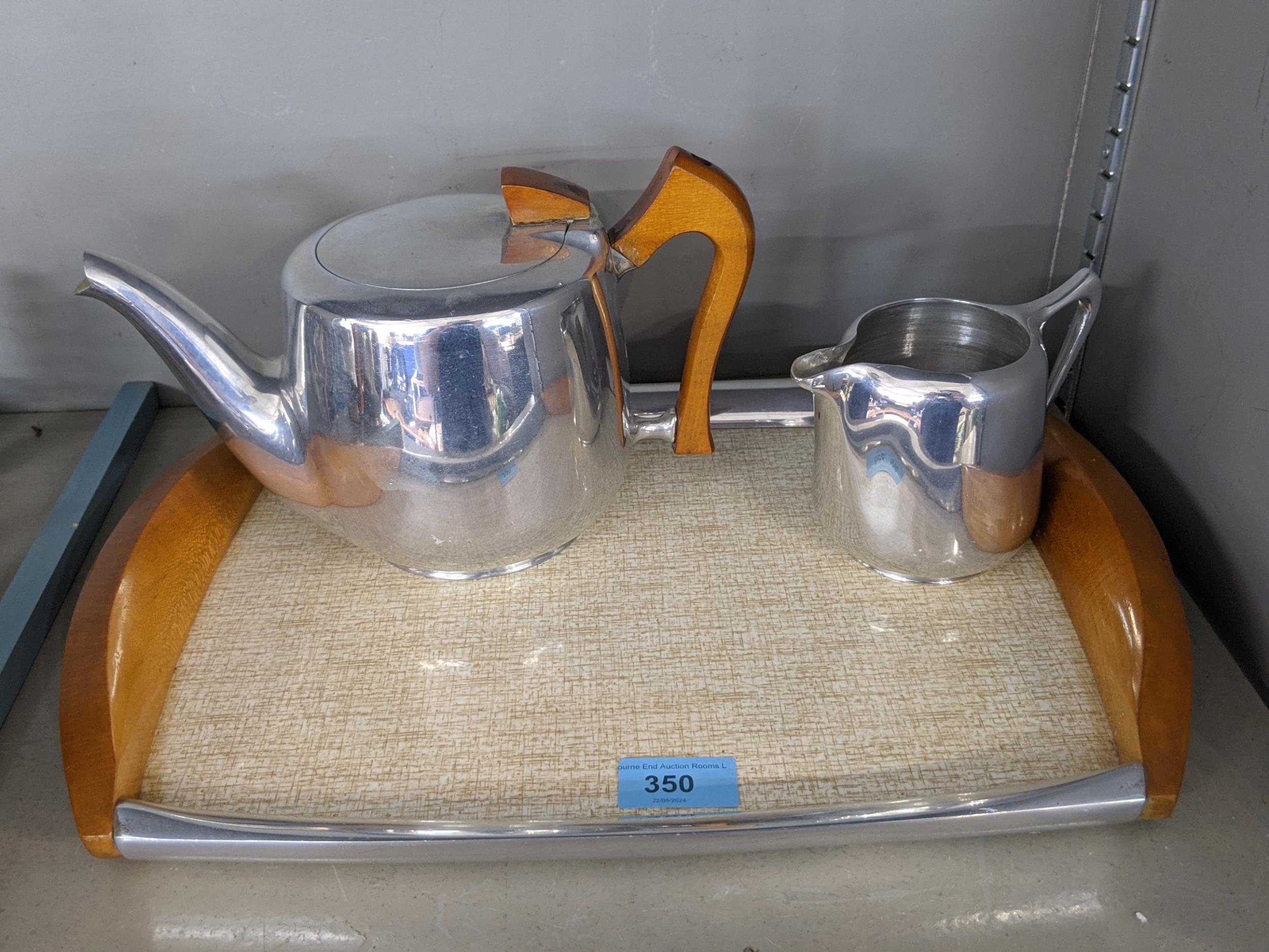 Picquot ware items to include a teapot, a coffee pot, a milk jug and a sugar bowl with a hinged - Image 2 of 6