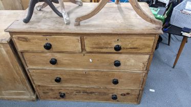 An early 19th century pine chest of two short and three long drawers 85cm h x 105cm w Location: If