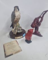 Three Royal Doulton Figures to include 'Peregrine Flacon' with stand and certificate, Flambe and '