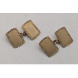 A pair of 9ct gold cufflinks having engraved boarders 4.6g Location: If there is no condition report