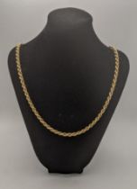 A 9ct gold rope twist style necklace 72cmL 14.2g Location: If there is no condition report shown,