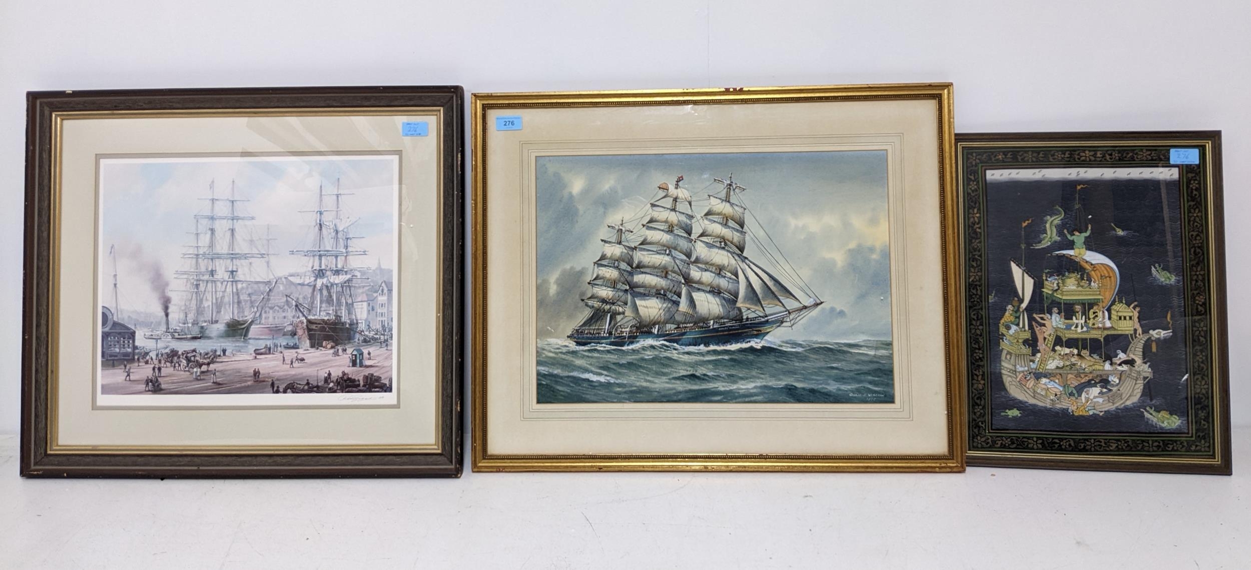 George P Wiseman - study in watercolour of the Samuel Plimsoll, a three-masted sailing vessel,