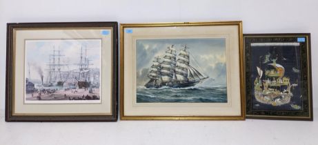 George P Wiseman - study in watercolour of the Samuel Plimsoll, a three-masted sailing vessel,