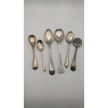 Silver to include three teaspoons, a sugar sifter and three tablespoons, one Sybil Dunlop example