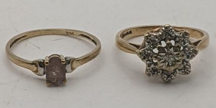 Two 9ct gold rings one set with diamonds 3.75g Location: If there is no condition report shown,