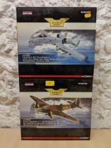 Two Corgi models of planes from 'The aviation archive' a fairchild A-10A Thunderbolt II USAF 81st