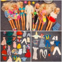 A quantity of late 1980's and 1990's Hasbro Sindy dolls to include Paul together with a 1970's Betty