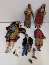 Four 19th Century Neapolitan crib figures A/F and a 1920's wax figure A/F Location: If there is no