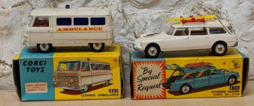 Corgi toys - A commer Ambulance 463 and a Citroen safari (Corgi ski club) 475 both boxed Location: