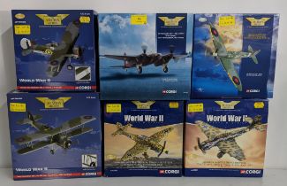 Six Corgi model planes from ' The Aviation Archive' to include a Gloster Sea gladiator MK.1 Sub Lt