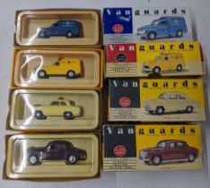 A mixed lot of die cast model vehicles to include four boxed 1.43 scale vaguards. Various lead '