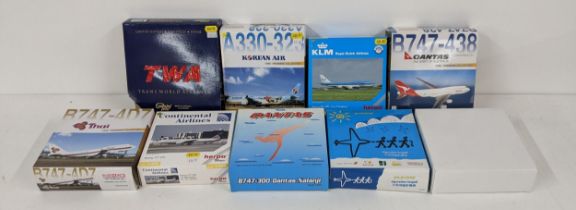 Nine models of commercial aircrafts by Herpa Wings, Dragon wings, Tucano Line and others to