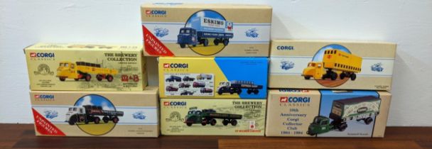 Seven Corgi commercial vehicles to include 97318 Sammell Scarab with barrels (Websters 15201
