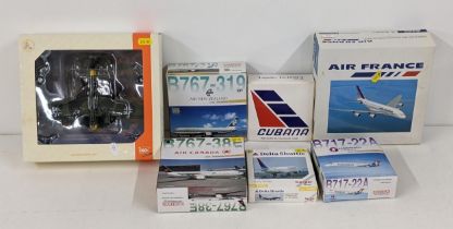 Seven model aircrafst, six Commercial planes and a Henschel HS-129 German ware plane, an Airbus A380