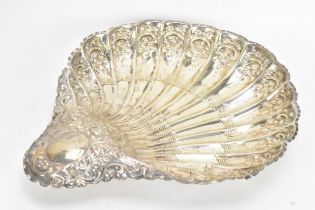 A Victorian silver shell shaped serving dish by Atkin Brothers, hallmarked Sheffield 1892, having