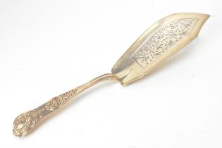 A William IV silver fish slice, makers marks possibly for William Brown, hallmarked London 1834,