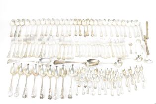 A collection of Victorian and later silver cutlery with various dates and makers marks, in the