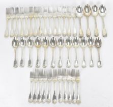 A collection of Victorian cutlery in the fiddle, thread & shell pattern, with various dates and