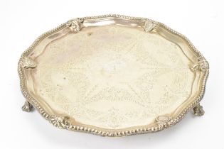 A Victorian silver card tray, by Hawkesworth, Eyre & Co (Charles Hawksworth & John Eyre), hallmarked