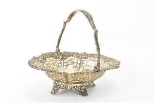 A George IV silver basket possibly by Charles Price, hallmarked London 1829, having repousse and