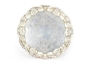 An Edwardian silver card tray by Joseph Rodgers & Sons, hallmarked Sheffield 1901, having a floral