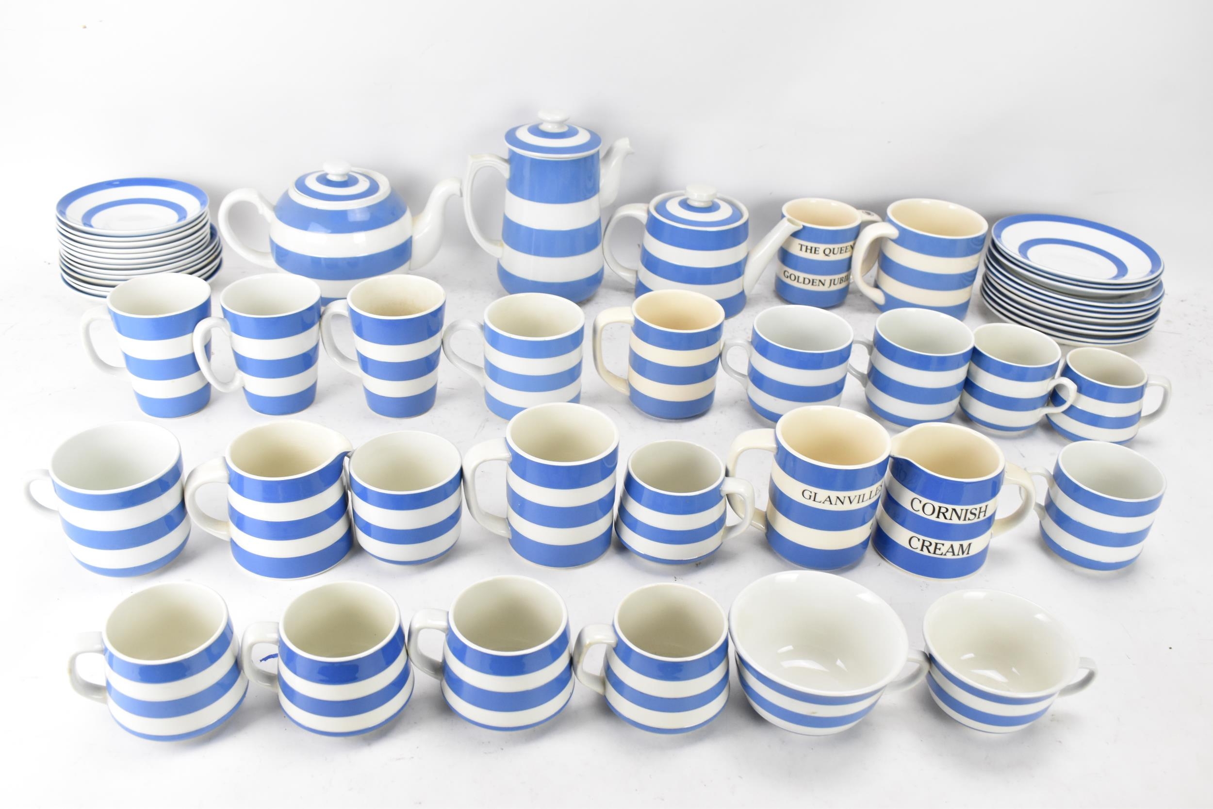 A collection of mid/late 20th century T.G Green Cornish ware blue and white kitchen tea and coffee