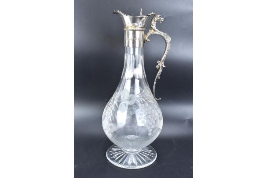 An Elizabeth II silver mounted and cut glass claret jug, by L J Millington, hallmarked Birmingham - Image 1 of 6