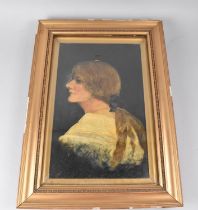 An Oil on Board, Portrait of a Maiden, Signed Rowland Browne, 1914, Framed and Glazed, Frame AF,