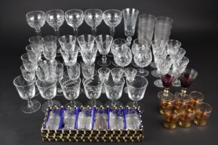 A Collection of Various Cut Glass to comprise Hock Glasses, Sherries Etc