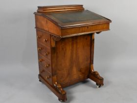 A Late 19th Century Walnut Davenport, Sloping Front Opening to Reveal Fitted Store, Four Side