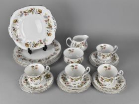 A Royal Adderley Beechwood Tea Set to Comprise Four Cups, Milk Jug, Sugar Bowl, Five Saucers, Six