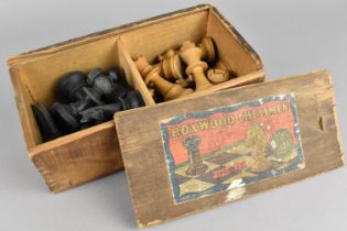 A Vintage Boxwood Chessmans Set in Box