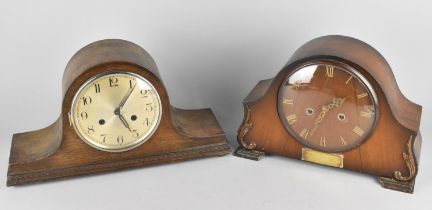 Two Oak Cased Mantel Clocks