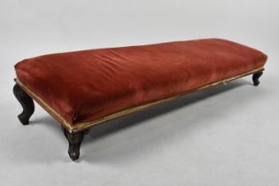 A 19th Century Velvet Upholstered Prayer Stool, with Scrolled Cabriole Supports, 105cms Wide