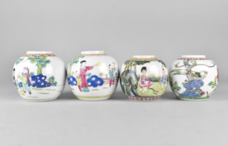 Four Various Chinese Porcelain Ginger Jars to include Mother and Child in Garden Setting Example