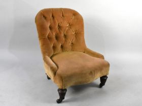 A Victorian Button Back Nursing Chair, With Castor Supports