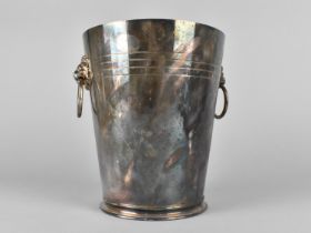 A Silver Plated Ice Bucket, Tapering form with Lion Mask Ring Handles, 15cms High