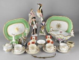 A Collection of Various 19th Century and Later Ceramics to comprise Encrusted Porcelain Centre Bowl,