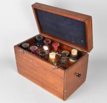 An Early 20th Century Mahogany Scientific Box with Fitted Store containing Twelve Various Glass