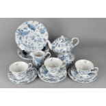 A Portmeirion Botanic Blue Part Tea Set to comprise Tea Pot, Three Cups, Saucers, Side Plates, Small