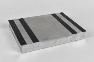 An Art Deco Style Silver Plate Desktop Cigarette Box, 16cms Wide