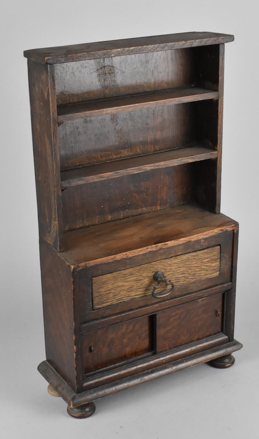 A Late 19th/Early 20th Century Miniature Pine Dresser with Bottom Sliding Cupboard Surmounted by