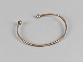 A 9ct Gold Bangle, Sphere Terminating Ends 3.6gms