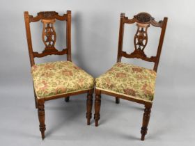 A Pair of Edwardian Chairs with Carved and Pierced Backs (One AF)